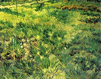 Vincent Van Gogh : Field of Grass with Flowers and Butterfies